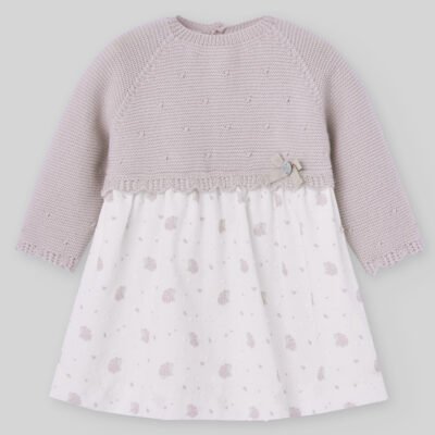 Vestido niña plumeti estampado punto y tela Erizos – RECIÉN NACIDOS