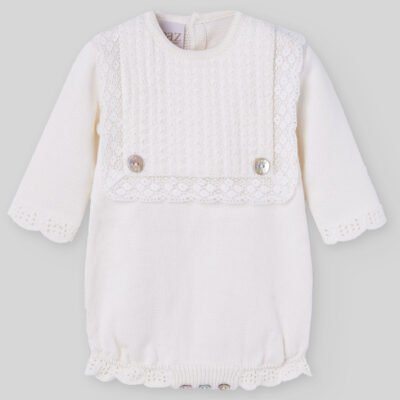 Pelele niña con puntilla algodón/cashmere – Pascua – RECIÉN NACIDOS