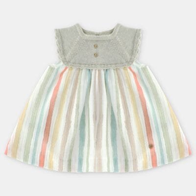 VESTIDO PUNTO Y TELA NIÑA SALVE – RECIEN NACIDOS