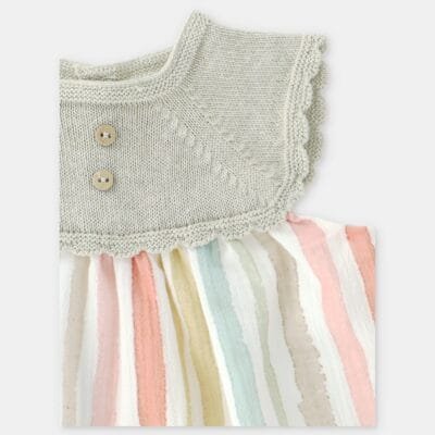 VESTIDO PUNTO Y TELA NIÑA SALVE – RECIÉN NACIDOS