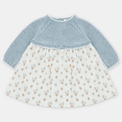 Vestido niña punto y tela Sheffield — RECIÉN NACIDOS