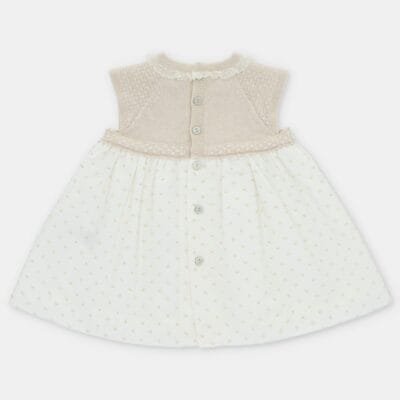 VESTIDO PUNTO Y TELA PLUMETI NIÑA VOLTERRA – RECIÉN NACIDOS