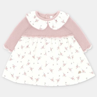 Vestido niña punto y tela Cardiff – RECIÉN NACIDOS