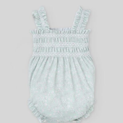 Bañador niña flores nido de abeja y lazo «Baño V26 – BEBÉ NIÑA