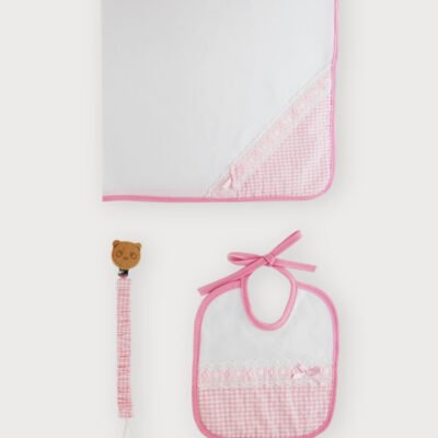 CONJ. 3/P FRALDA+BABERO+CHUPETERO VICHY – RECIEN NACIDOS