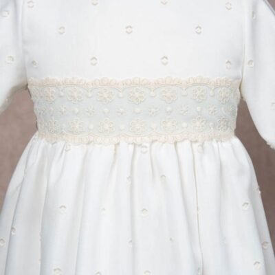 Pelele jacquard topos con capota manga larga – BAUTIZO