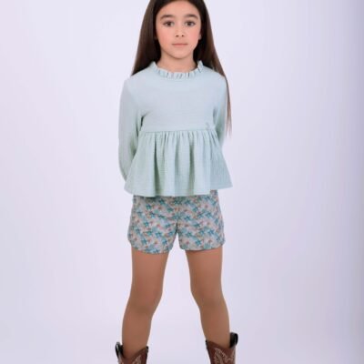 Conjunto top doble gasa y short estampado