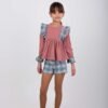 Conjunto Top punto pana y short cuadros – NIÑA